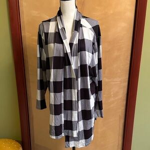 Women's Black and White Checkered Cardigan